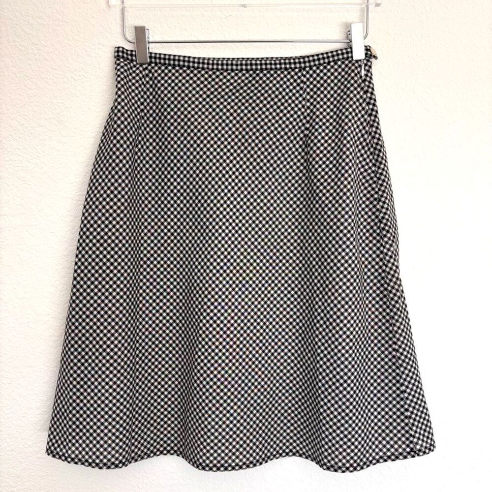 Vintage High Sierra Womens Gingham Skirt 8 Black White Cottagecore Twee Preppy